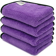 Softspun Microfiber Super Soft Hand & Face Wipes 300 Gsm Towel Set - 4 Piece (Purple)