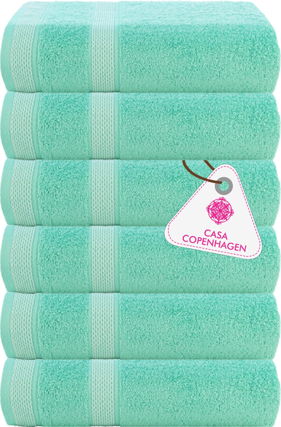 Casa Copenhagen Egyptian Cotton Solitaire Hand Towel 740 Gsm (Aqua Blue)- Pack Of 6