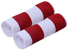 Kuber Industries Cotton Bath Towel 400 Gsm | Microfiber Antibacterial Bath Towel For Man Towel | CTKTC13624 (Red & White)- Pack Of 2