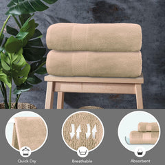 Luxe Home Cotton Bath Towel 450 Gsm | Quick Dry Large Size Bathroom Towels For Men & Women, Home, Kitchen, Gym, Spa (Taupe)