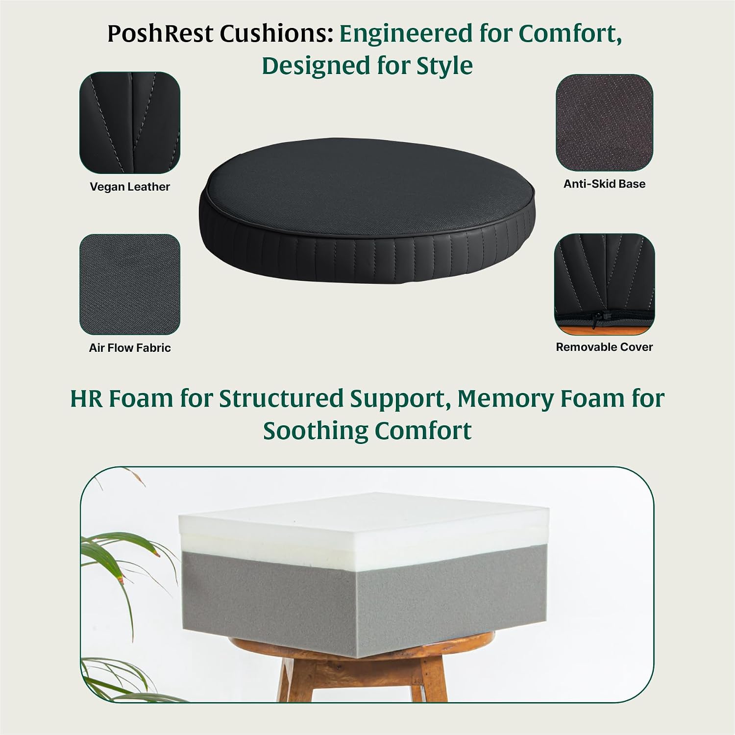 Round Chair Cushion Pad, Memory Foam Car Seat Cushion, Black, Size - 16 Inch | Tailbone, Hip & Back Pain Relief Sitting Pillow - Floor & Office Chair Cushion | Seat Cushion - Set Of 2