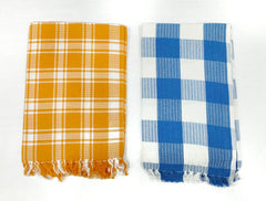 Bombay Dyeing Rimzim 100% Cotton Printed Soft & Slick Quick Drying Bath Towels 500 Gsm (Orange & Blue) - 2 Pcs
