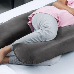 Pregnancy Pillow, U Shaped Pillow, For Pregnant Women, Charcoal Grey | Maternity Pillow For Pregnant Mothers | Velvet Cover, Full Body Support For Better Sleep, Pillow For Back Support