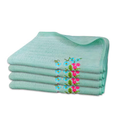 Enrich Homes Hand Small Towels 600 Gsm | Soft Microfiber Face Towels For Men & Women Kitchen & Bathroom Towel Set (Light Green)- Set Of 4