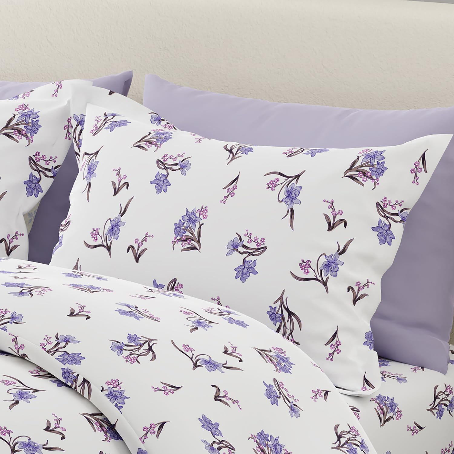 100% Cotton Bedsheet For Double Bed King Size With 2 Pillow Cover | 108x108 Inches, White - Light Weight, All Season Comfort Bedsheet