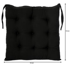 Chair Cushion Pad, Soft & Comfortable Sitting, Chair Pad - Black | Microfiber Square Chair Pad With Ties | Chair Seat Cushion For Office & Home | Furniture Cushion, Washable - Pack Of 6