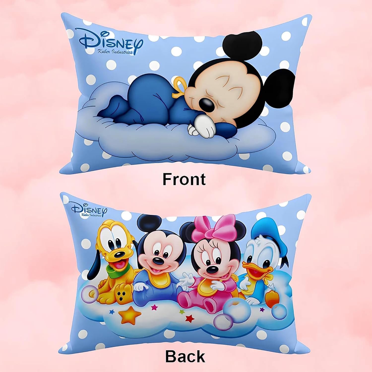 Kid's Disney Mickey Team Pillow For Sleeping, Sky Blue - 12x18 Inches | Cozy & Fluffy Super Soft Pillow | Suitable For All Sleepers, Multipurpose & Comfortable, Breathable - 6 Pcs