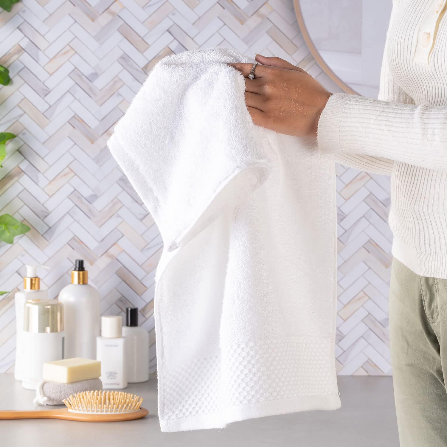 Spread Spain Hand Towels 500 Gsm | Micro Modal Large Size Highly Absorbent Soft Quick Dry Hand Towel (White) - 2 Pcs