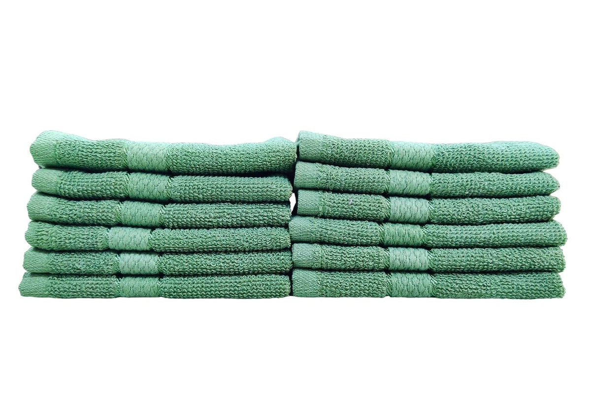 Caslino Small Cotton Face Towels 1200 Gsm | Soft & Absorbent Towel For Women & Men - Olive Green (Pack Of 12)