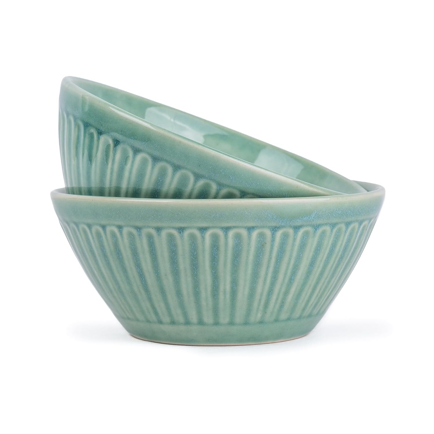 Ceramic Medium Serving Bowls Set Of 2 Pieces - 900ml Each, Light Mint | Premium Stoneware Ceramic Bowls - Medium Size | Microwave Safe Bowls - Bowl Sets With Glossy Finish | Ceramic Bowl