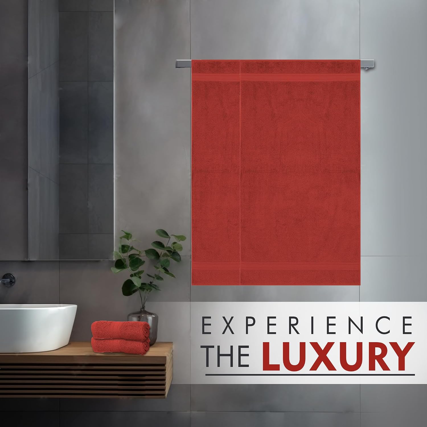 Ambra Linens Highly Absorbent Towels Set, 500 Gsm | 100% Cotton Soft And Plush All Seasons Use, Large Everyday Use, Durable (2 Pieces) | Rust