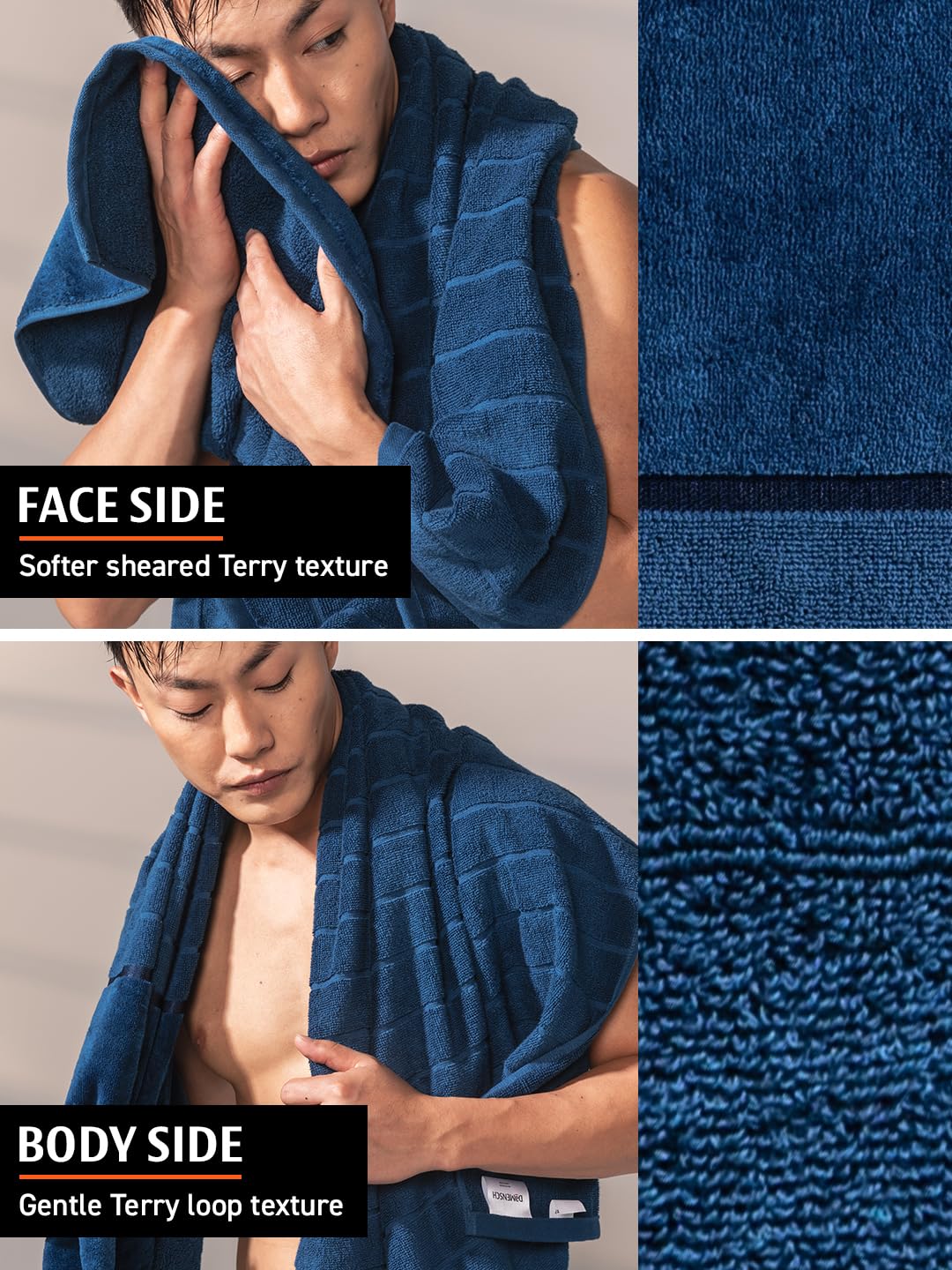 Damensch 100% Cotton Towel 200 Gsm | Super Soft Towels For Bath Large Size, Ultra Absorbent, Quick Dry Towel For Women & Men (Nightfall Blue)