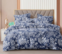 Printed Super King Size Double Bedsheet With Two Pillow Covers - 108 X 108 Inches, Blue | Smooth To Touch, Breathable & Long Lasting - Ideal For Everyday Comfort