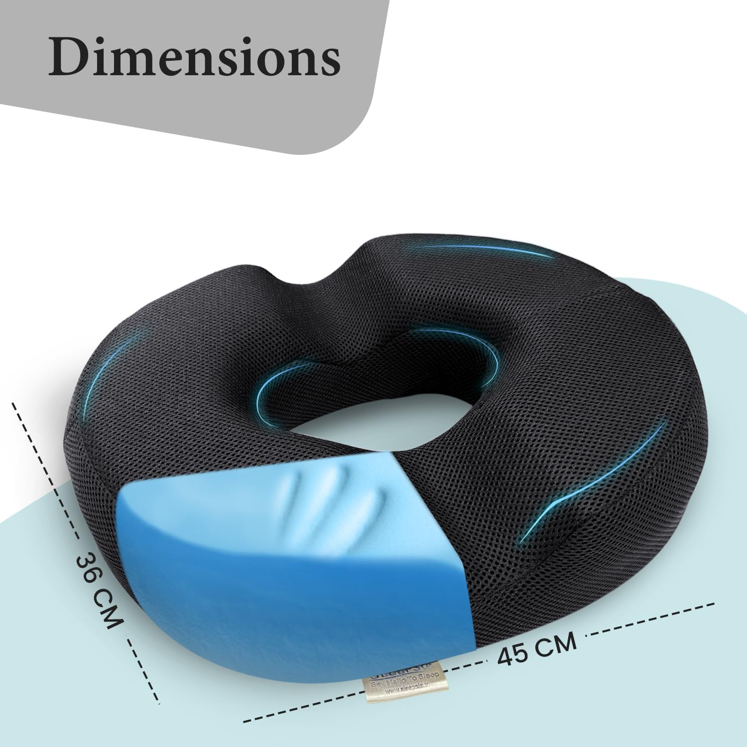 Donut Pillow For Tailbone Pain, Coccyx Seat Cushion, Gel Memory Foam Pillow | For Chair-Hemorrhoid & Piles Pillow -Car Seat, Hemorrhoids Fistula Prostate Post Relief, Black & Blue