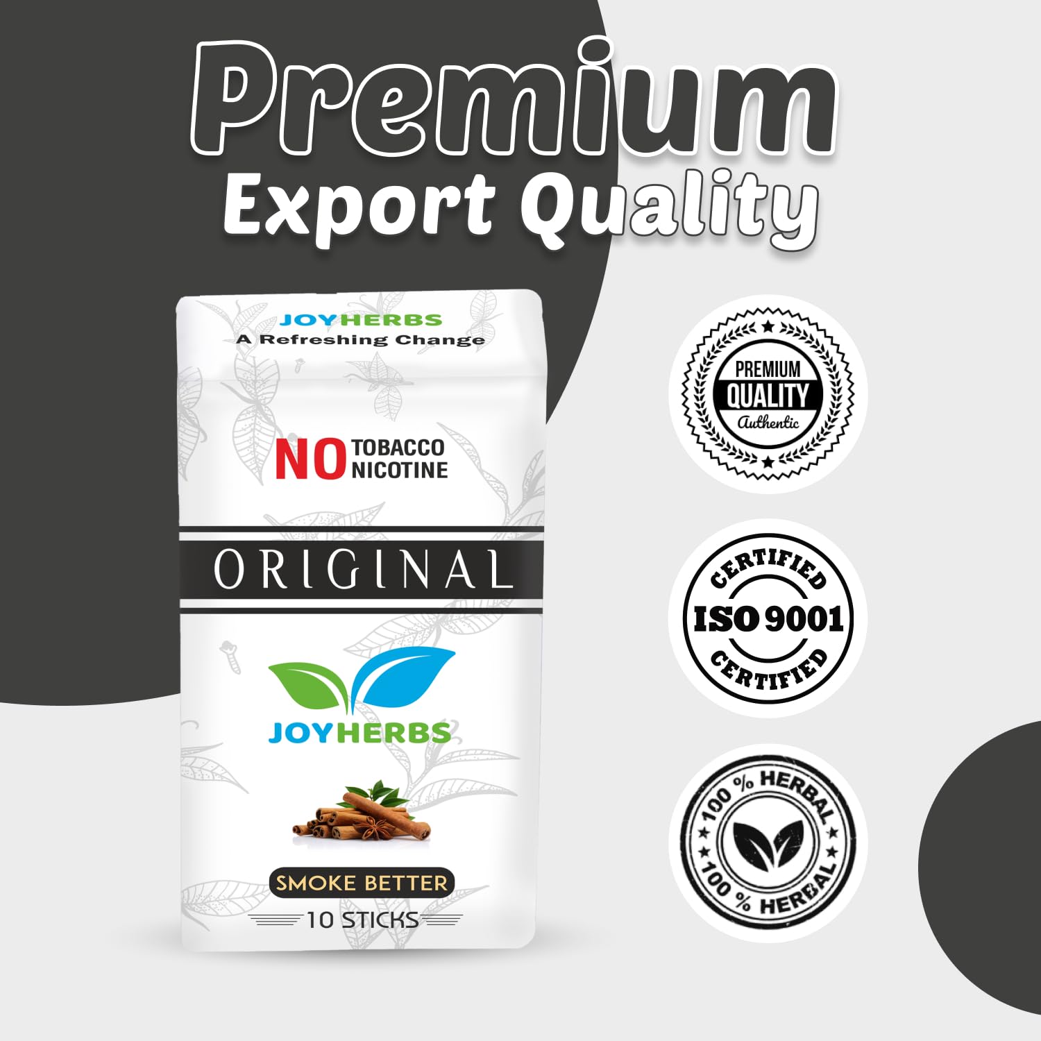 Herbal Cigarettes For Smoking 100% Tobacco Free & Nicotine Free - Made With Natural & Ayurvedic Herbs, Original Flavoured King Size Herbal Smoke Sticks Pack Of 10