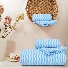 Homecloud Ultra Soft 300 Gsm Bath Towel | 3x Softer Than Cotton Towels Ziczac Sky Blue | Highly Absorbent & Ultra Fast Dry | Set Of 2 (1 Bath + 1 Face Towel)