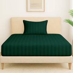 1 Single Bedsheet For King Size With 1 Pillow Covers | 36 X 78 Inches, Deep Green - 130 Thread Count Soft & Comfortable | Ideal For Bedroom, Guest Room, House