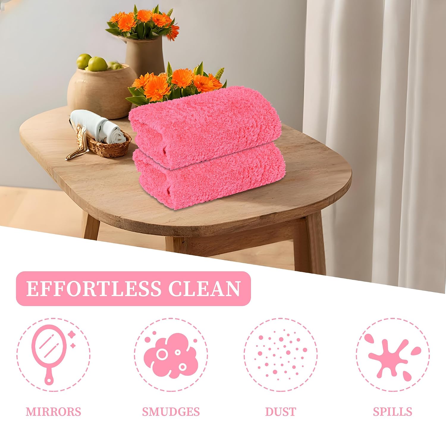 Kuber Industries Cleaning Towel 900 Gsm | Reusable & Water Absorbent Towels For Cleaning Glass, Kitchens, Bathrooms - Pack Of 6 (Pink)