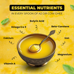 Pure Premium A2 Gir Cow'S Ghee By JD Fresh | Traditional Bilona Method Healthy Immunity Booster Natural Fresh Desi Cow Ghee Perfect For Halwa | (500ml) 16.9 Ounce | Jar Pack