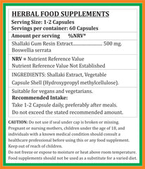 Satya Naturals Boswellia Serrata Shallaki Extract Capsules, Highest Potency, 100% Herbal Product | 500mg 60 Veg Capsules 100gm 0.2lbs Each Pack Of 2