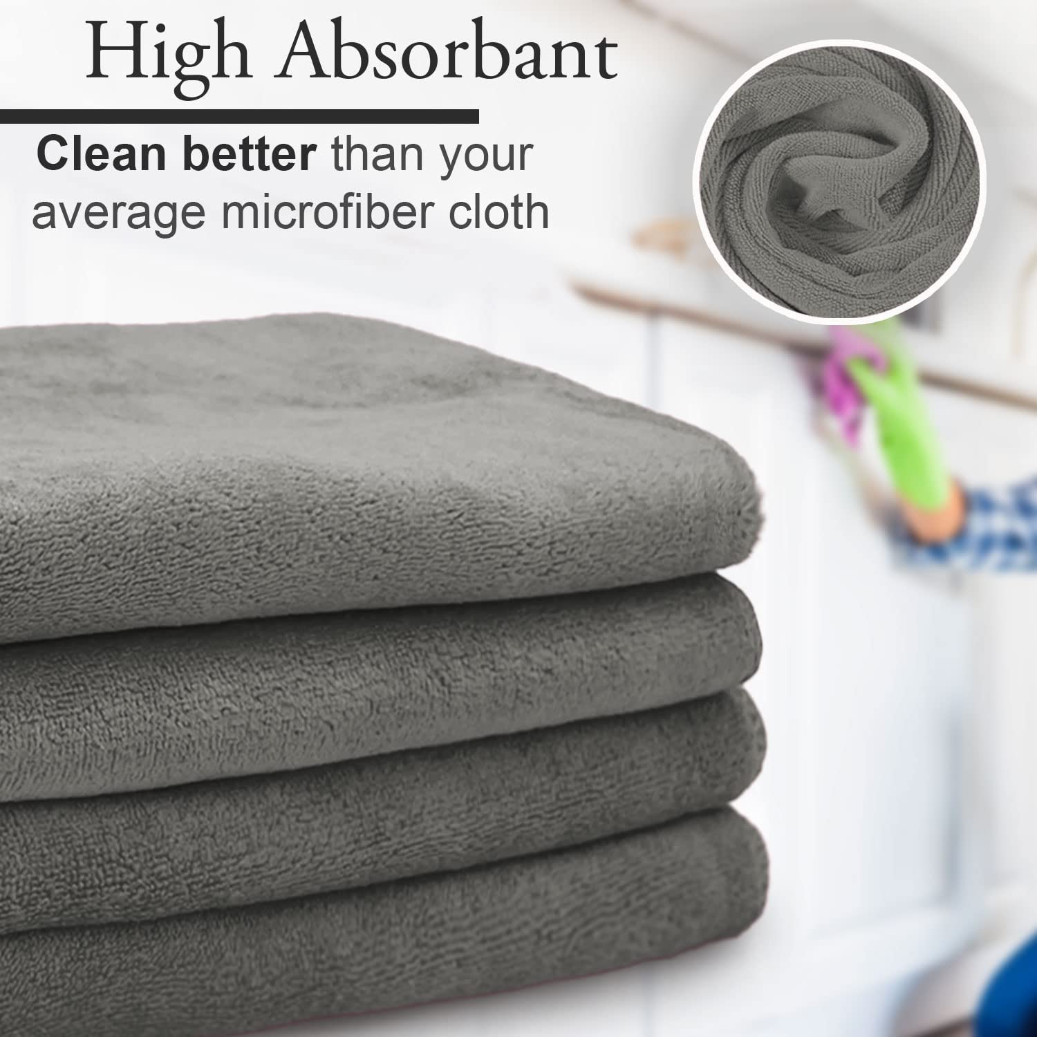 Showstopper Super Soft Microfiber Hand Towels 800 Gsm | Ultra Absorbent, Lint-Free, Scratch-Free, Quick-Dry, Gym & Workout Towels - Set Of 4 (Grey)