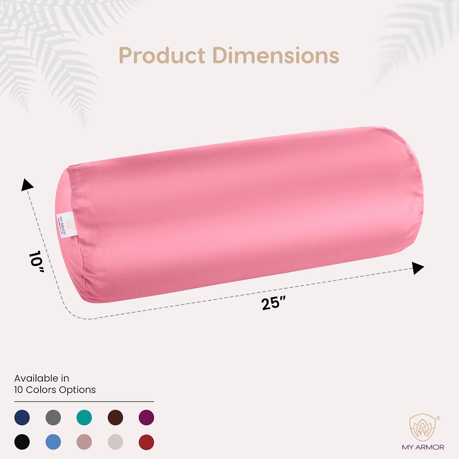 Microfiber Bolster Pillow For Bed & Sofa, Side, Diwan, Peach - 10 X 25 Inches | Round Side Pillow, Light, Soft & Fluffy For Neck & Back Support | Washable, Velvet Cover With Zip - 2 Piece