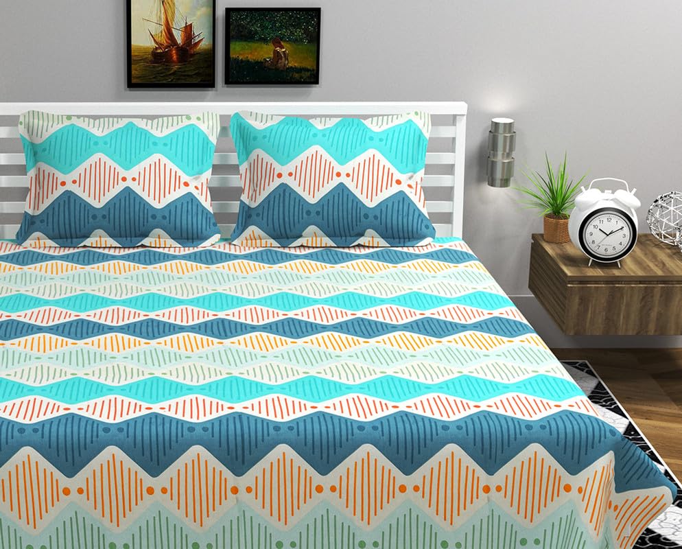 King Size Bedsheets With 2 King Size Pillow Covers - 108 X 108 Inches, Multicolor | Perfectly For Gifting Wedding, Anniversary - Durable, Light Weight, Skin-Friendly Double Bedsheet