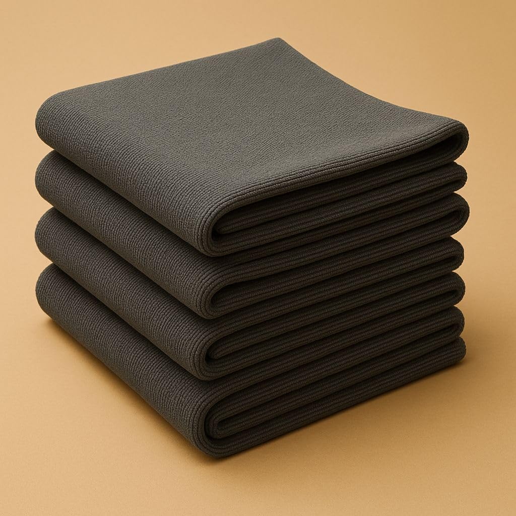 Eufloria Microfiber Cloth 400 Gsm | Thick Lint & Streak-Free Multipurpose Cloths Automotive Microfibre For Car Cleaning, Polishing Washing & Detailing (Pack Of 4) -Grey