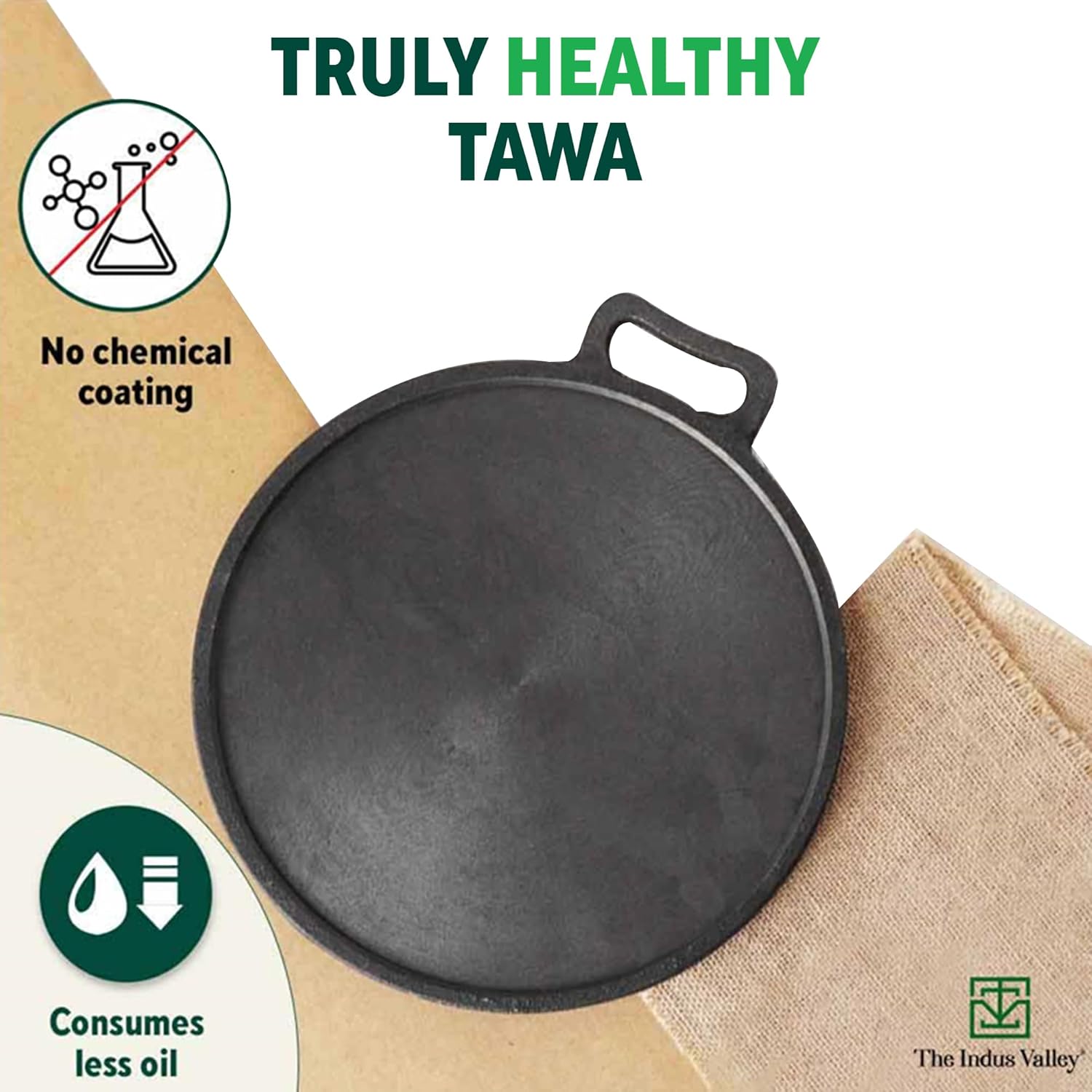 Super Smooth Cast Iron Cookware Set + Free Iron Tadka Pan | Kadai 25cm, 2.5 Liters + Tawa 30cm - Pack Of 3 | Naturally Nonstick, Pre-Seasoned, 100% Pure & Toxin-Free, No Chemical Coating