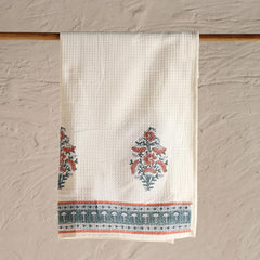 Peepul Tree Pure Cotton Bath Towel 310 Gsm | Hand Block Printed In Yellow Floral Pattern Handmade In India Towel (Pack Of 2)