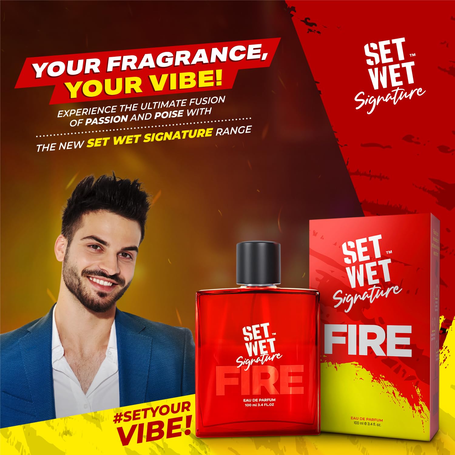 Set Wet Fire Perfume For Men 100ml 3.4 Fl.oz. | Woody Long Lasting Perfume For Men | Gift For Men | Best Date Night Fragrance