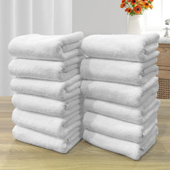 The Veloure Hotel White Hand Towel 700 Gsm | Pure Cotton Super Soft Anti Microbial Towels (Set Of 12)