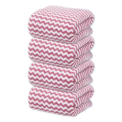 Black Gold The Finer Touch Microfiber Zigzag Bath Towel 1400 Gsm | Soft & Quick Dry Towel Lightweight & Absorbent Use For Men & Women (Pink) - Pack Of 4