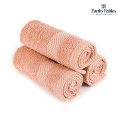 Earthy Fables Premium Face Towels 600 Gsm | Ultra Soft, Quick Dry & Highly Absorbent, For Gym, Travel & Acne-Prone Skin | Set Of 3 (Peach)