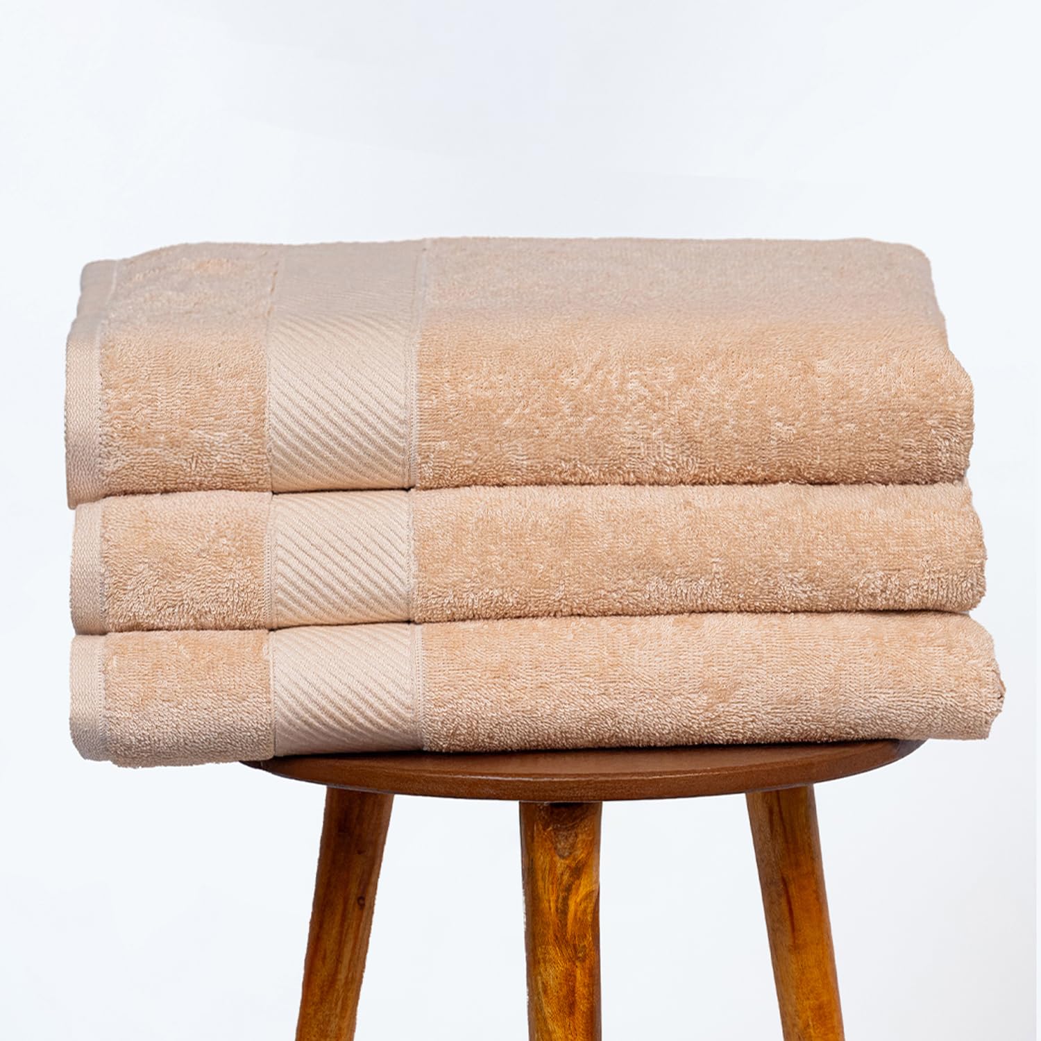 Himeya Bamboo Bath Towel 1500 Gsm | Ultra Absorbent 3x Softer Than Cotton Towels (Sand Stone) - Pack Of 3