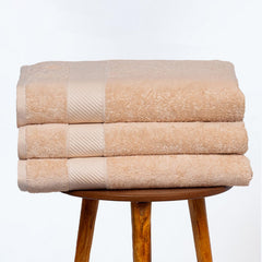 Himeya Bamboo Bath Towel 1500 Gsm | Ultra Absorbent 3x Softer Than Cotton Towels (Sand Stone) - Pack Of 3