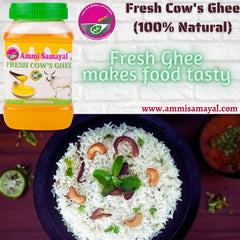 Pure Fresh Cow'S Ghee By Ammi Samayal | Good Source Of Energy Healthy & Nutrients Desi Cow Ghee For Sweets | (250ml) 8.4 Ounce | Jar Pack