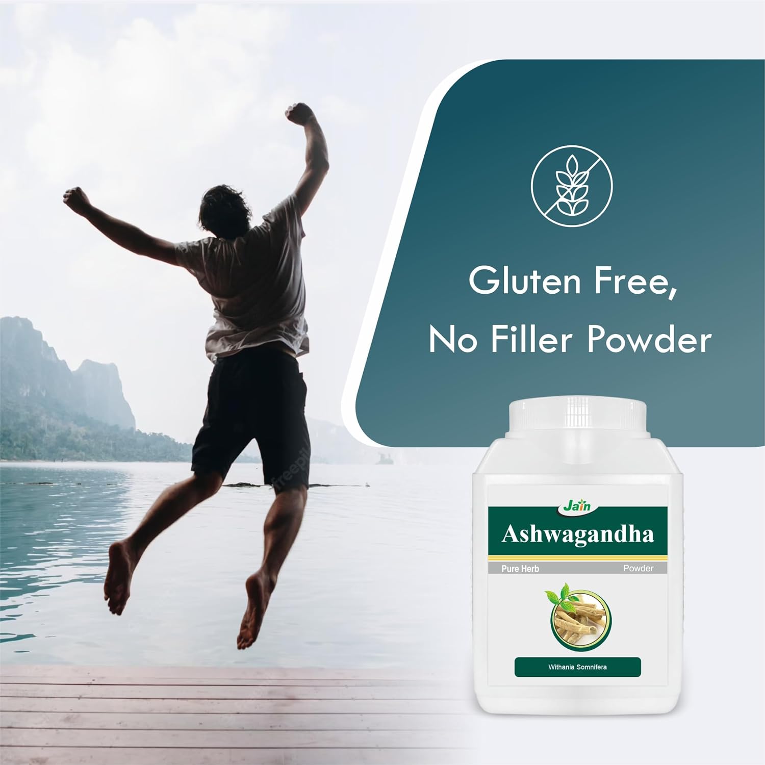Jain Pure Ashwagandha Powder Extra Energy, Stress Relief, Sound Sleep, Sugar Support, Immunity Booster 100% Natural Premium Grade | 400gm 0.8lbs