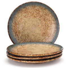 Ceramic Hand Glazed Handcrafted Stoneware Reactive Small Quarter Plates Set Of 4 - Peanut Brown | Diameter: 7.4 Inch - Microwave Safe & Dishwasher Safe