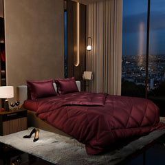 Comforter Set With Double Bedsheet & Pillow Covers - 90 X 100 Inches, Velvet Wine | Complete Bedding Set, Ideal Gifts For Couples, Bedroom Home Furnishing, Date Night