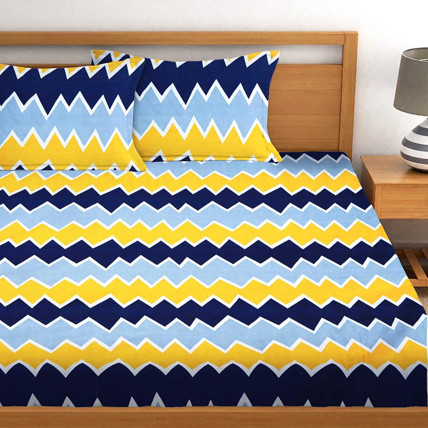100% Microfiber Double Bedsheet Set With 2 King Size Pillow Covers - 90 X 90 Inches, Multicolor | Soft Touch 160 Thread Count Soft & Breathable & Wrinkle Free