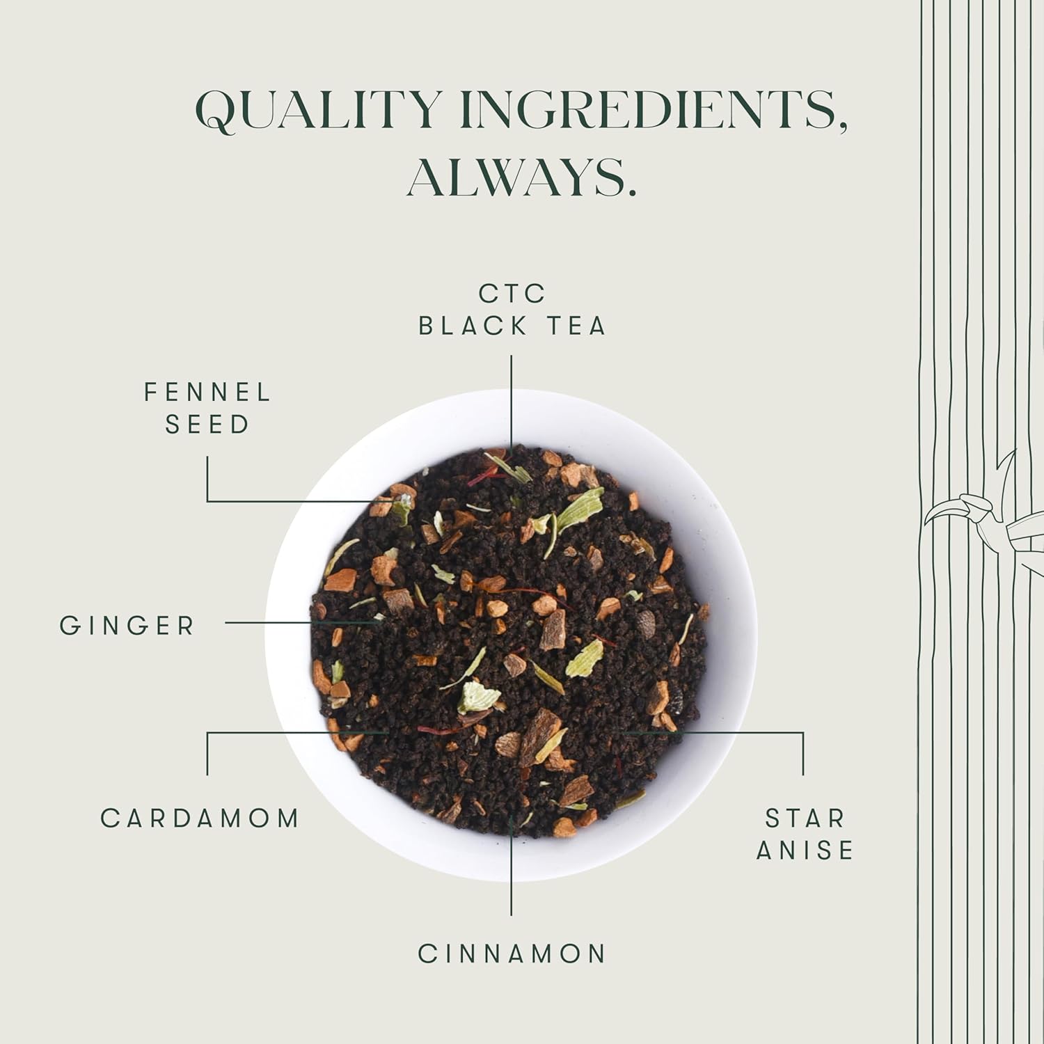 Luxmi Estates Kolkata Masala Chai - 100gm, 3.5 Ounce | USDA Certified Organic Tea - Medium Caffeine Tea | Made With Fennel, Ginger Tea, Cardamom, Cinnamon, Star Anise - Assam Valley Tea