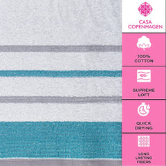 Casa Copenhagen Egyptian Design 2 Bath + 2 Hand & 2 Face Towels 1800 Gsm | He & She Super Soft Collection 100% Cotton 6 Piece Towel Set - Grey & Teal