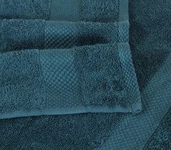 Fash Home International Micro Twist Towel 1800 Gsm Combo - 2 Bath + 2 Hand + 2 Face Towel (Peacock Blue & Pastel Peach) - 6 Pcs