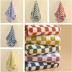 HomeCloud Microfiber Soft & Fuffy Hand Towel 800 Gsm | Hanging Loop Soft, Highly Absorbent & Fast Dry Hand Towel (Set Of 4) - Chess Multicolor