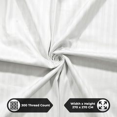 Satin Stripes King Size Cotton Bedsheet With 2 Pillow Covers - 108 X 108 Inches, White | Perfect For Home Decor, Guest House | Ideal For All Seasons