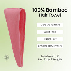 Mush Bamboo Hair Towel 300 Gsm | Ultra Soft, Absorbent & Anti Microbial Hair Wrap (Ruby Red)