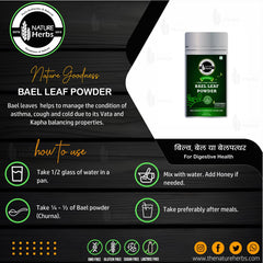 Nature Herbs 100% Pure Bilva Powder, Bael Leaf, Bael Patra, Aegle Marmelos, Gluten Free , No Preservatives & No Added Colour | 200gm 0.4lbs