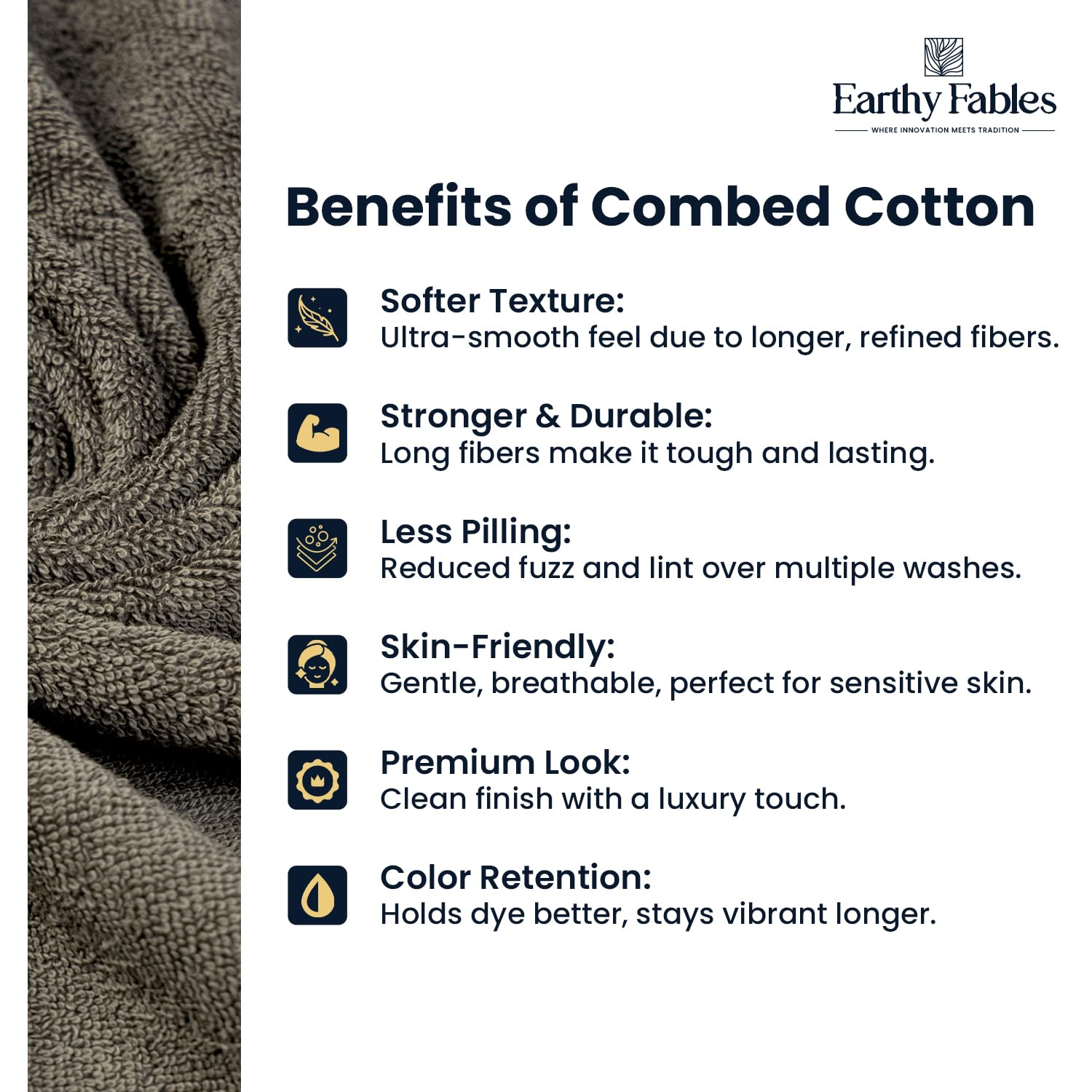 Earthy Fables Premium Bath Towel 600 Gsm | 100% Combed Cotton Ultra Soft, Quick Dry & Highly Absorbent For Home, Travel & Acne-Prone Skin (Grey)