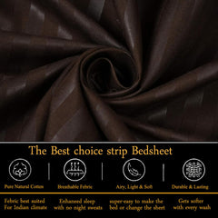 Wrinkle Resistant King Size Bedsheet With 2 Pillow Cover - 108 X 108 Inches, Coffee | Smooth, Breathable, Comfortable Double Bedsheet